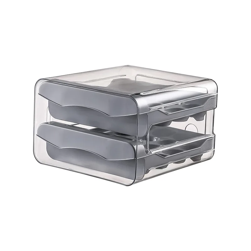 New 1Pcs Double-layer Capacity Pull-out Drawer Egg Storage , Household Food Grade Kitchen Modern Transparency Preservation Box