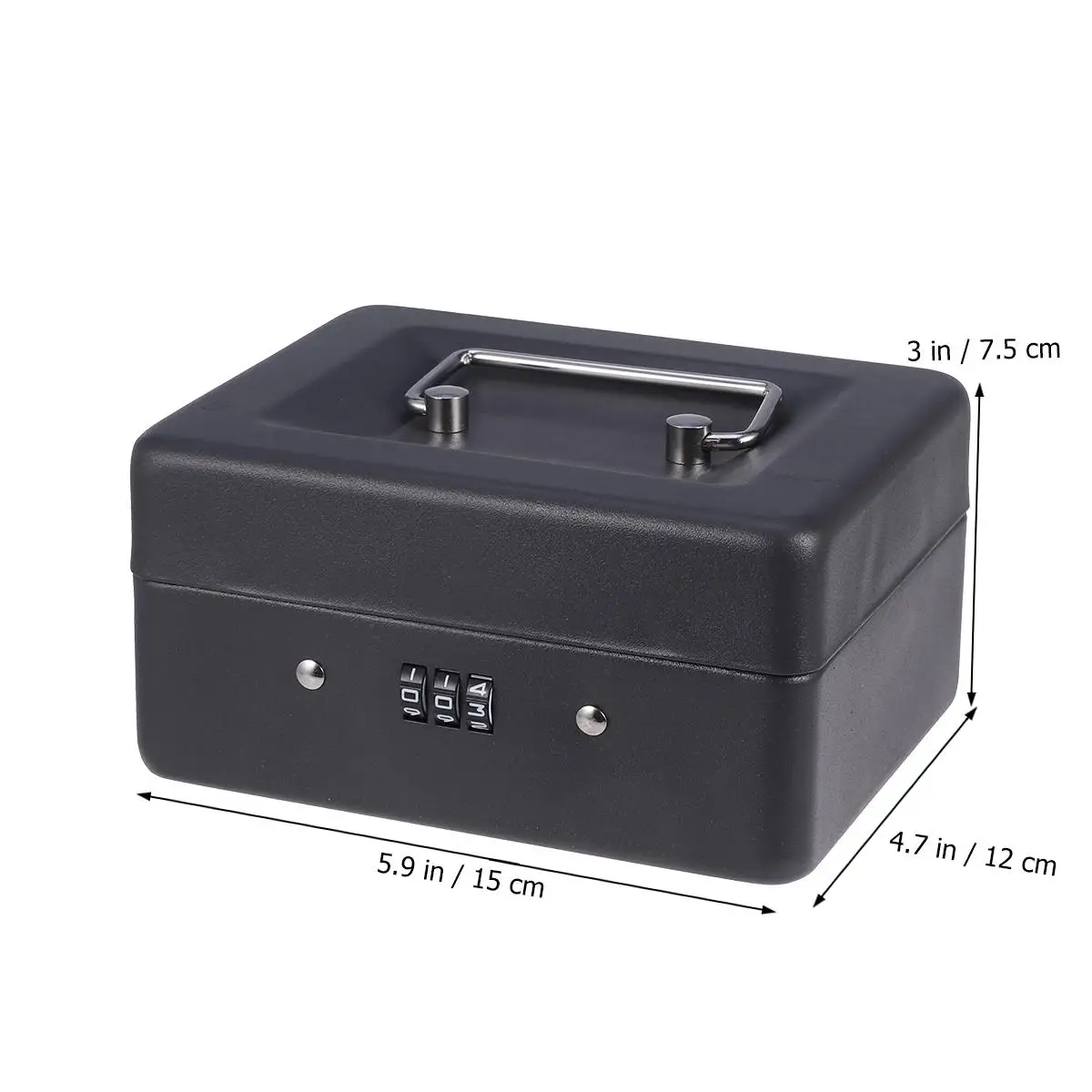 Thickened Metal Money Box Cash Organizer with Combination Lock Wooden Storage Container Case