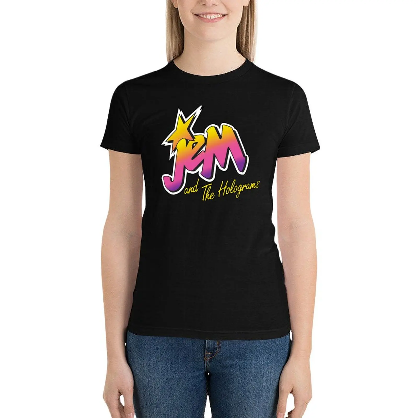 

Jem and the holograms T-Shirt Female clothing tops rock and roll t shirts for Women