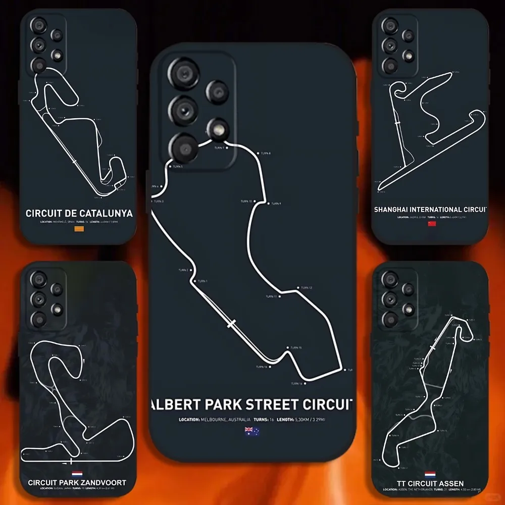 

F1 Race Circuits Print Phone Case For Samsung Galaxy A20,A21s,A22,A31,A32,A52,A53,A72,73,A80 Soft Black Cover