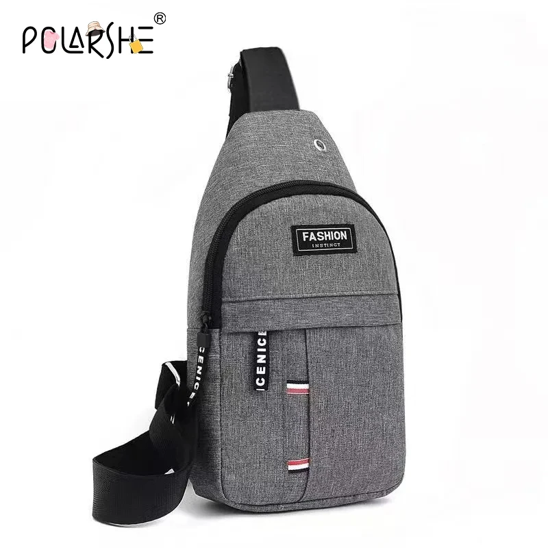 Polarshe New Chest Bag Men Simple Nylon Sling Bags Fashion Waterproof One Shoulder Crossbody Bag Casual Shoulder Purse