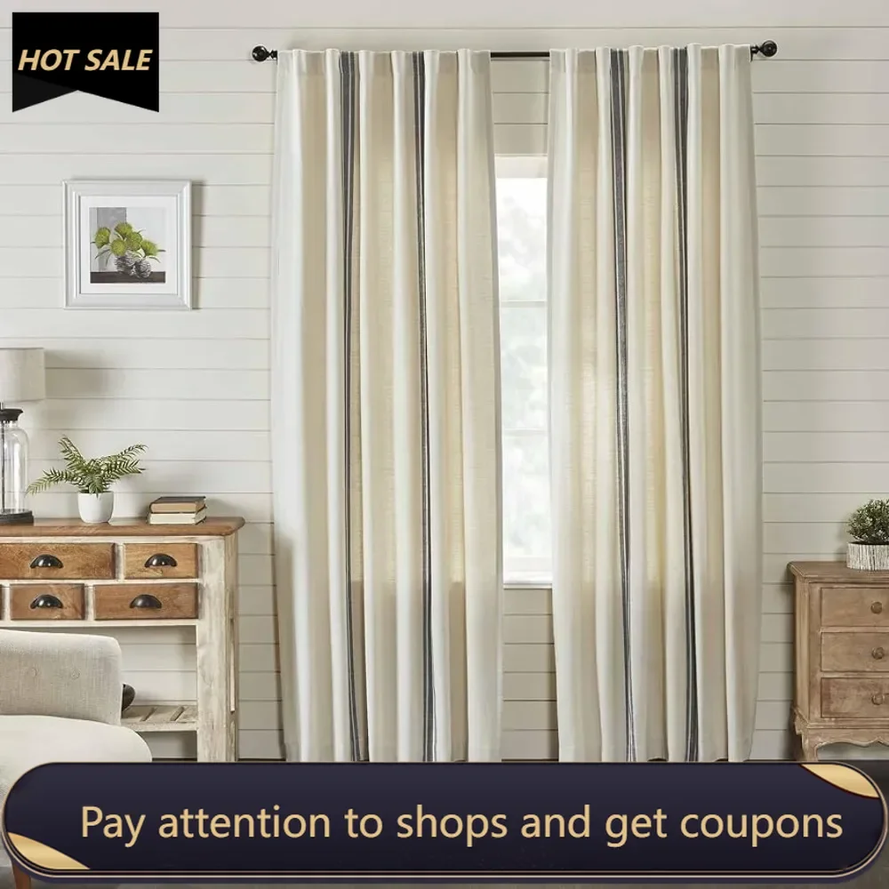 

Farmhouse Style Curtain Boho Home Decoration Set of 2 Home Interior Curtains for Living Room 84" Long Dressing Rooms Blind Tulle