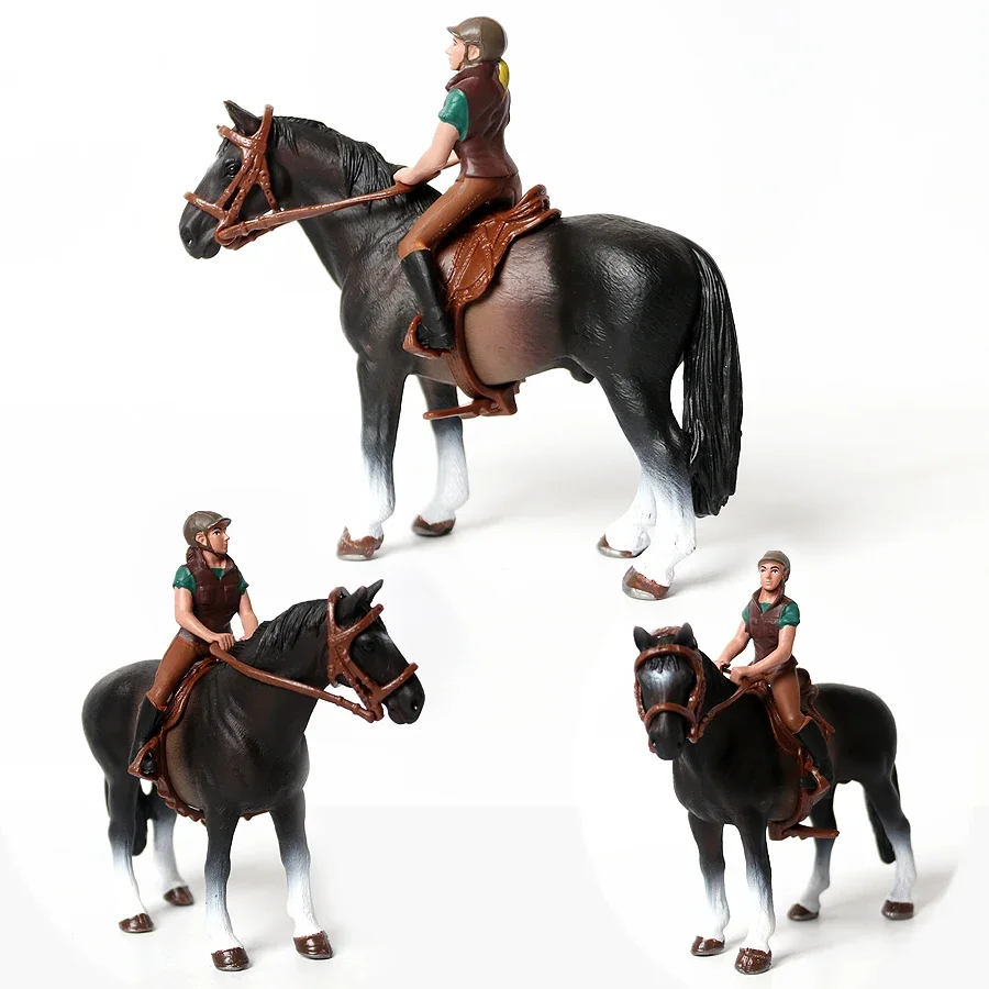 Zestaw koni jeździec jeździec zabawki konie zwierzęta gospodarskie figurka figurki zwierząt modele plastikowe zabawki dla dzieci prezenty dla dzieci