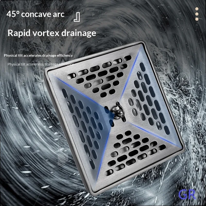 Electroplated Gun Grey Stainless Steel Floor Drain Hair Catcher Anti Odor Insect Proof