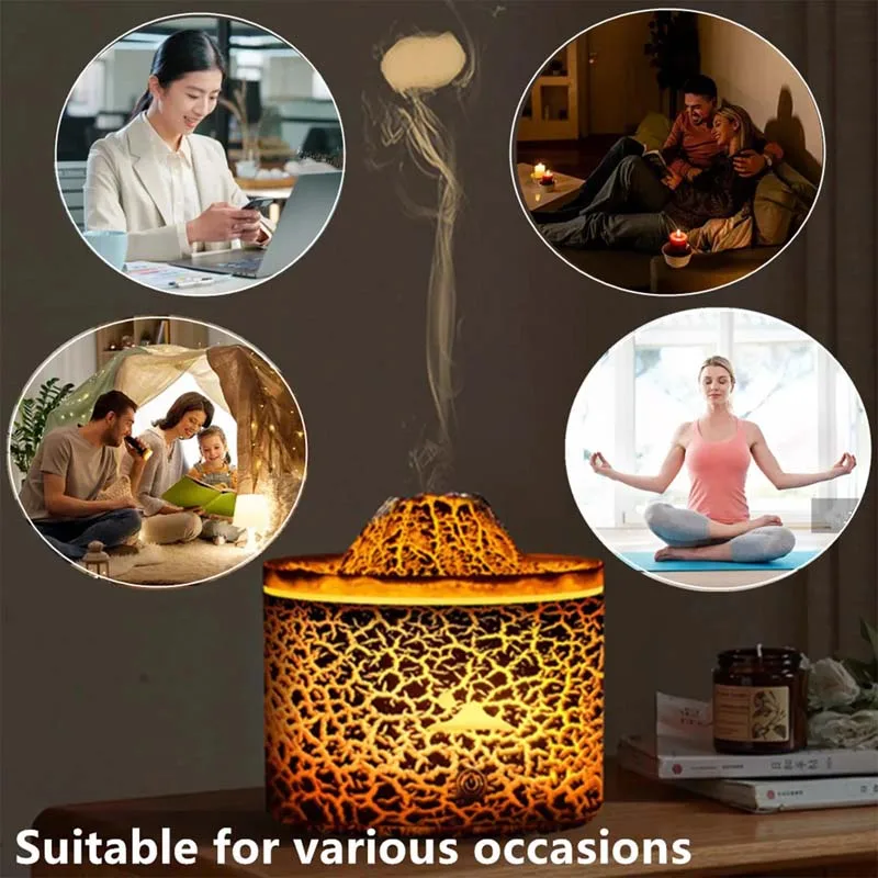 Upgraded Flame Spray Humidifier, 3D Simulated Flame Smoke Ring Aromatherapy Diffuser, Suitable For Home, Office And Yoga