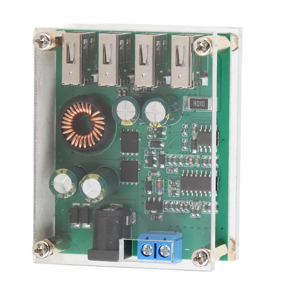 

Понижающий преобразователь постоянного тока от 7‐60 В до 5 В, ток 5 А, 4 порта USB, понижающий источник питания, модуль питания, электронные проекты