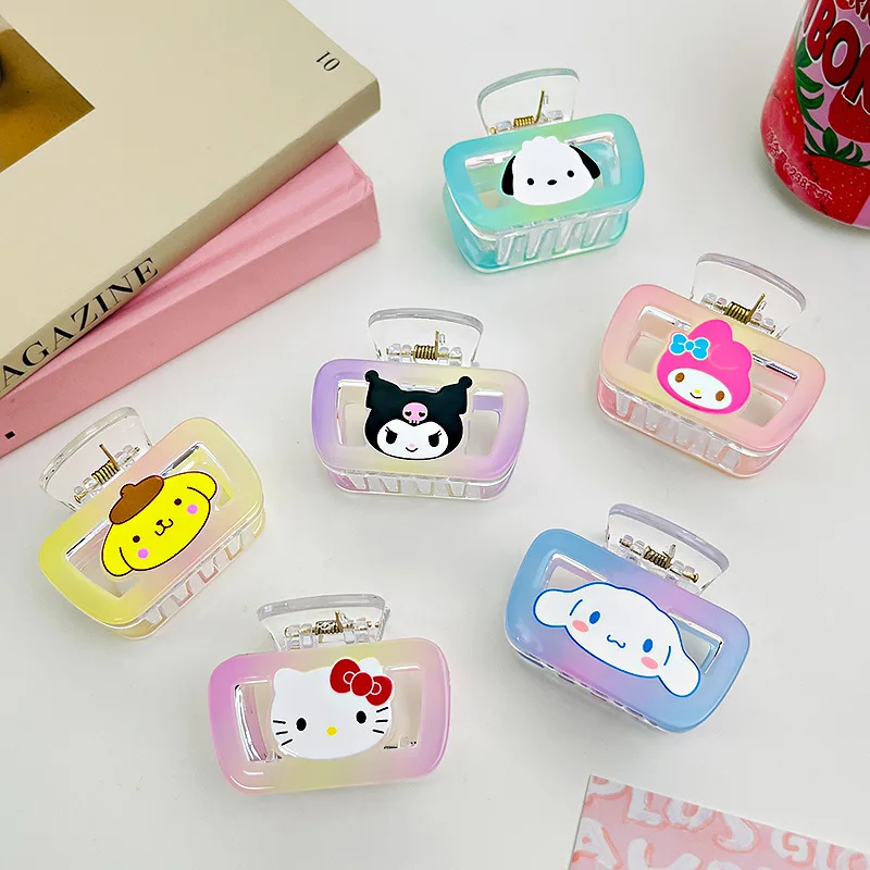 Anime Sanrio Hello Kitty Grip Clip Kuromi Melody Cinnamoroll Hairpin Cute Back Head Spoon Hairpin Headwear Shark Clip Girl Gifts