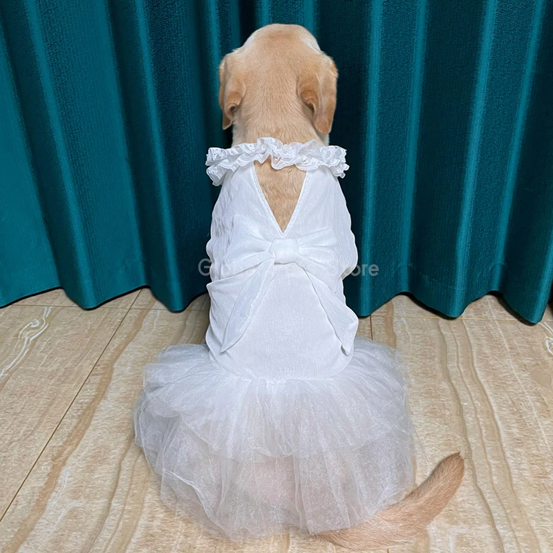 Big Dog Dresses Wedding Dress for Large Dog Summer Chiffon White Pet Dress Labrador Golden Retriever Pet Clothes Husky Clothing