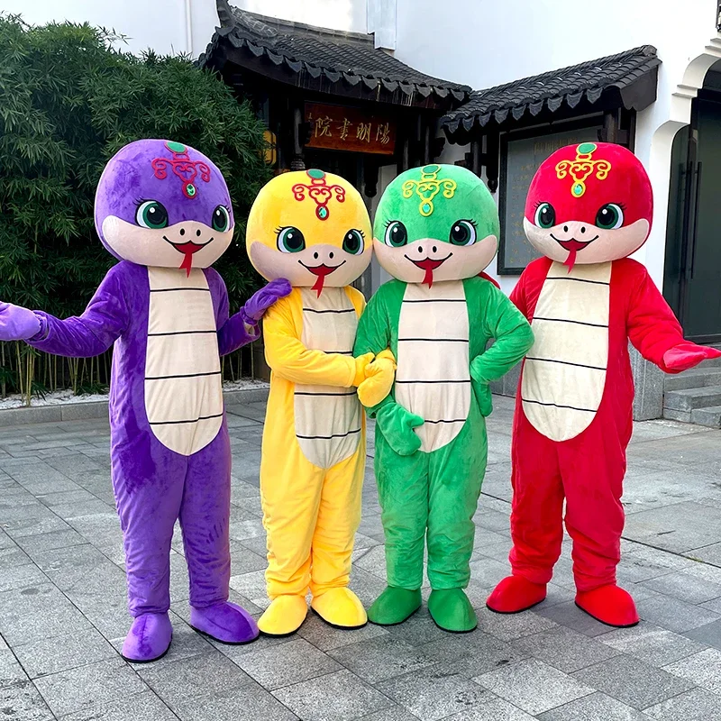 

Snake Mascot Costume New Year's Zodiac Cartoon Animal Walking Stage Performance Outfits Adults Carnival Fancy Party Props