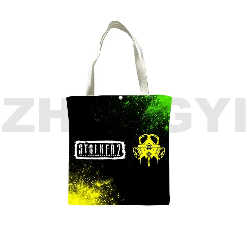 Funny S.T.A.L.K.E.R. 2 Heart of Shadow Canvas Bag Stalker 2 Game Foldable Shopping Bags for Groceries 3D Anime Tote Bag Handbags