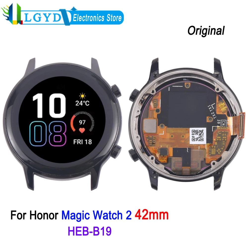 

1,2-дюймовый AMOLED-экран с рамкой для Honor Magic Watch 2 42 мм, HEB-B19, сенсорный дисплей для часов, запасная часть для ремонта