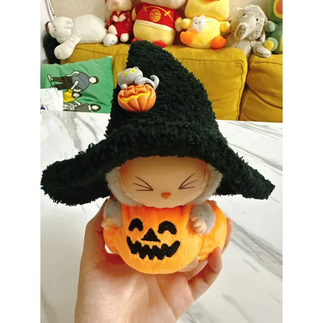 Labubu-caja ciega de ropa de diseñador, muñeco de peluche Universal de 17cm, conjunto de disfraz de calabaza de alta calidad, accesorios