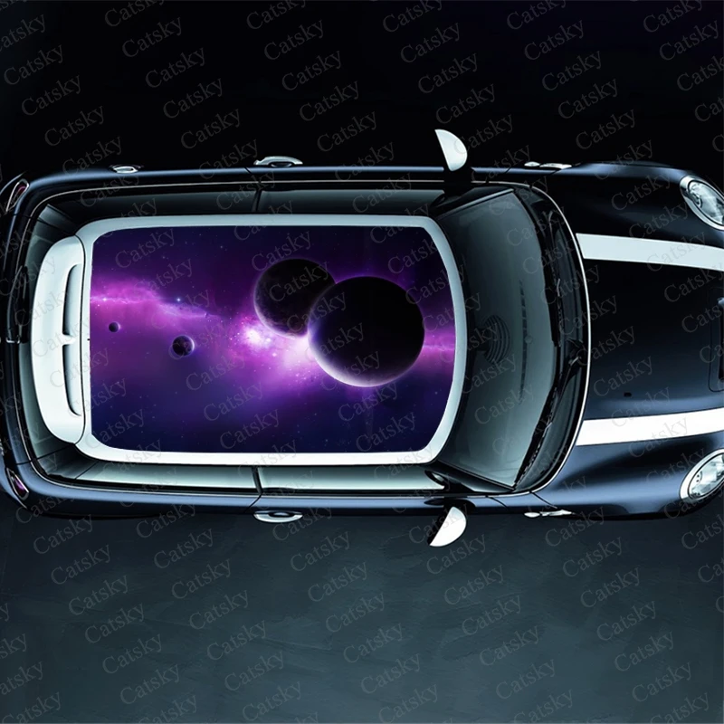 Awesome Galaxy Planet Car Roof Sticker Wrap Racing SUV Auto Accessories Packaging Painted PVC Car Hood Graphic Decal Decoration