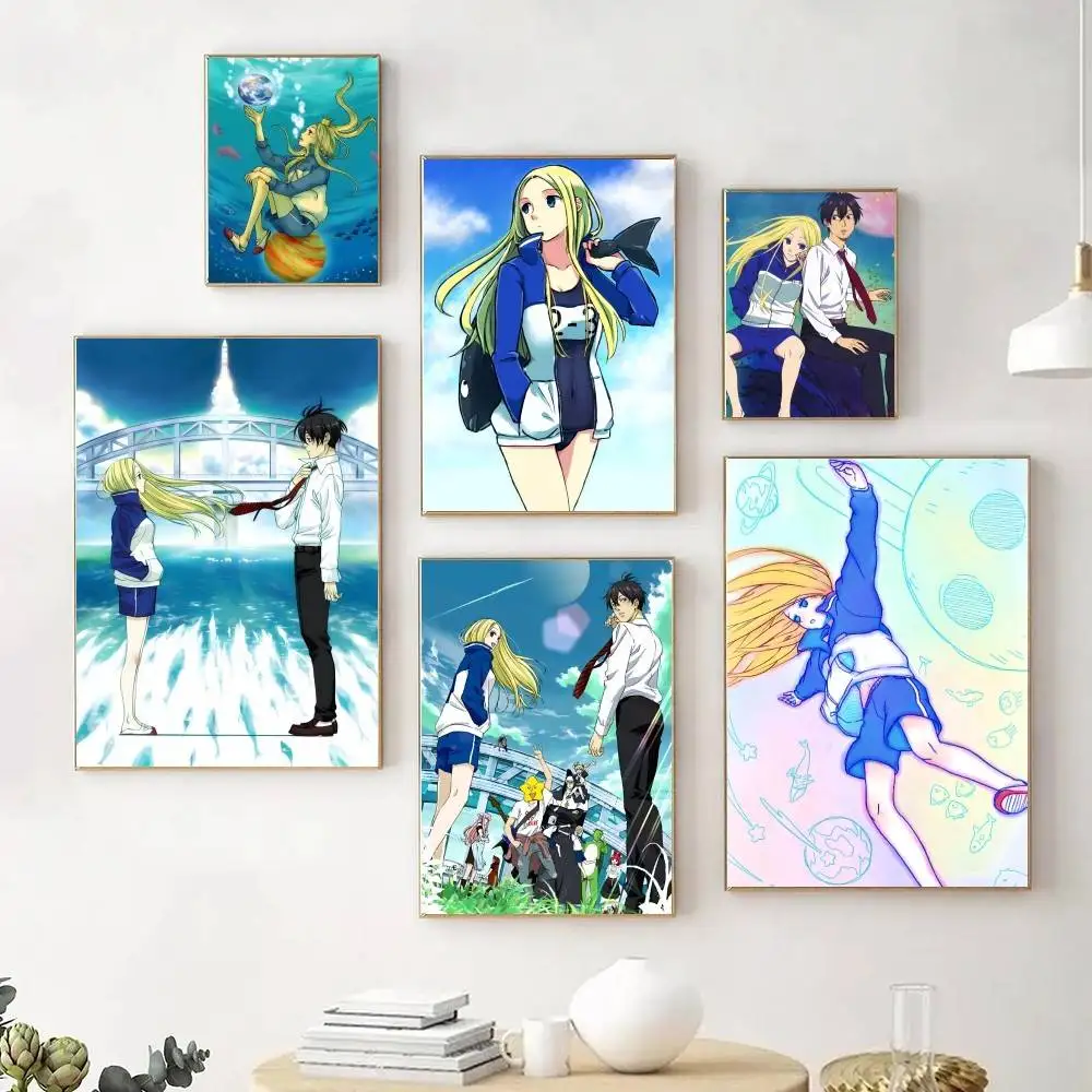 Japanese Manga A-Arakawa Under the Bridge Manga Poster Self-adhesive Art Waterproof Paper Sticker Coffee House Room Wall Decor