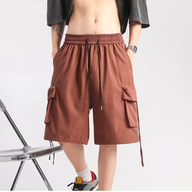 

Рабочие шорты мужские, лето 2024, новые свободные и универсальные дышащие повседневные брюки с пятью точками, мешковатые джинсы со стразами Flamengo Y2k