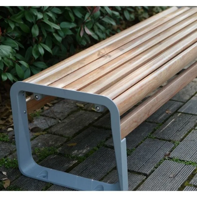 

Outdoor park bench, fiberglass seat long stool, waterproof wrought iron slab waiting for infusion chair