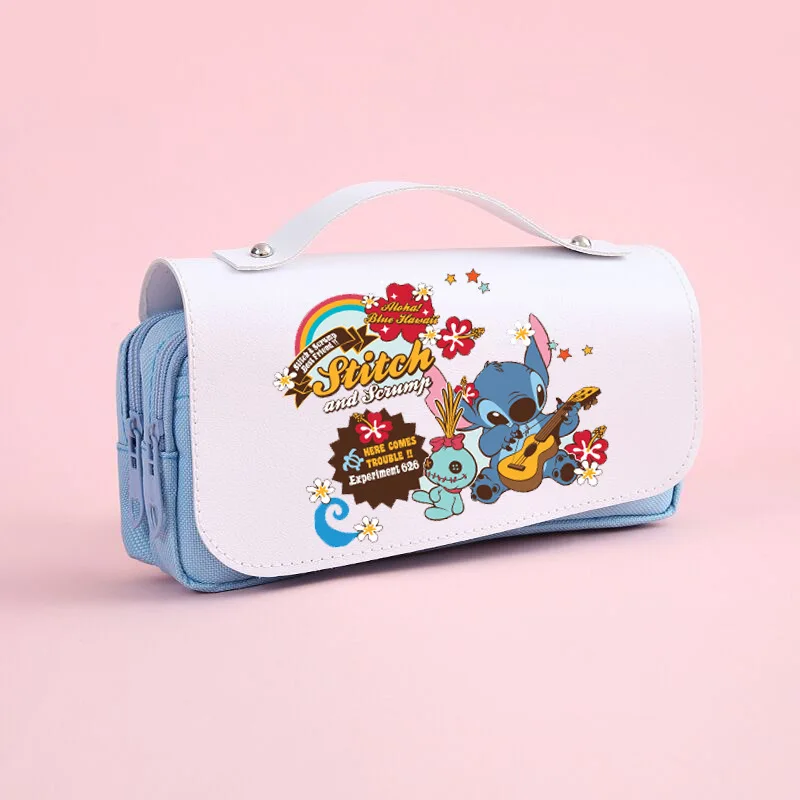 Disney Stitch Multi Layer Large Capacity Transparent Pencil Case Multifunctional Simple and High Appearance Pencil Case