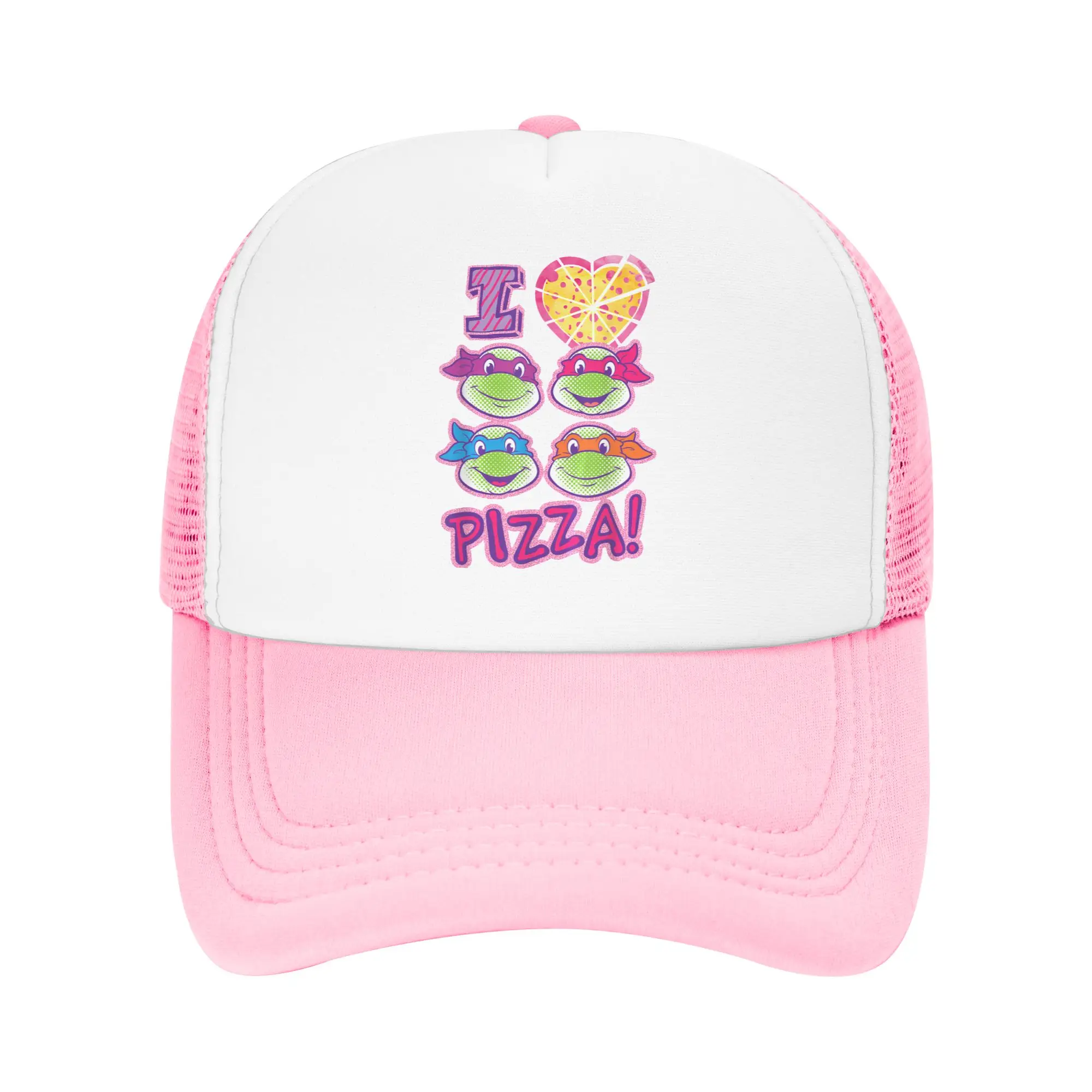 Gorra de camionero de las Tortugas Ninja I Love Pizza, gorras unisex para exteriores, gorras para el sol, gorra de béisbol de malla de poliéster transpirable, lavable