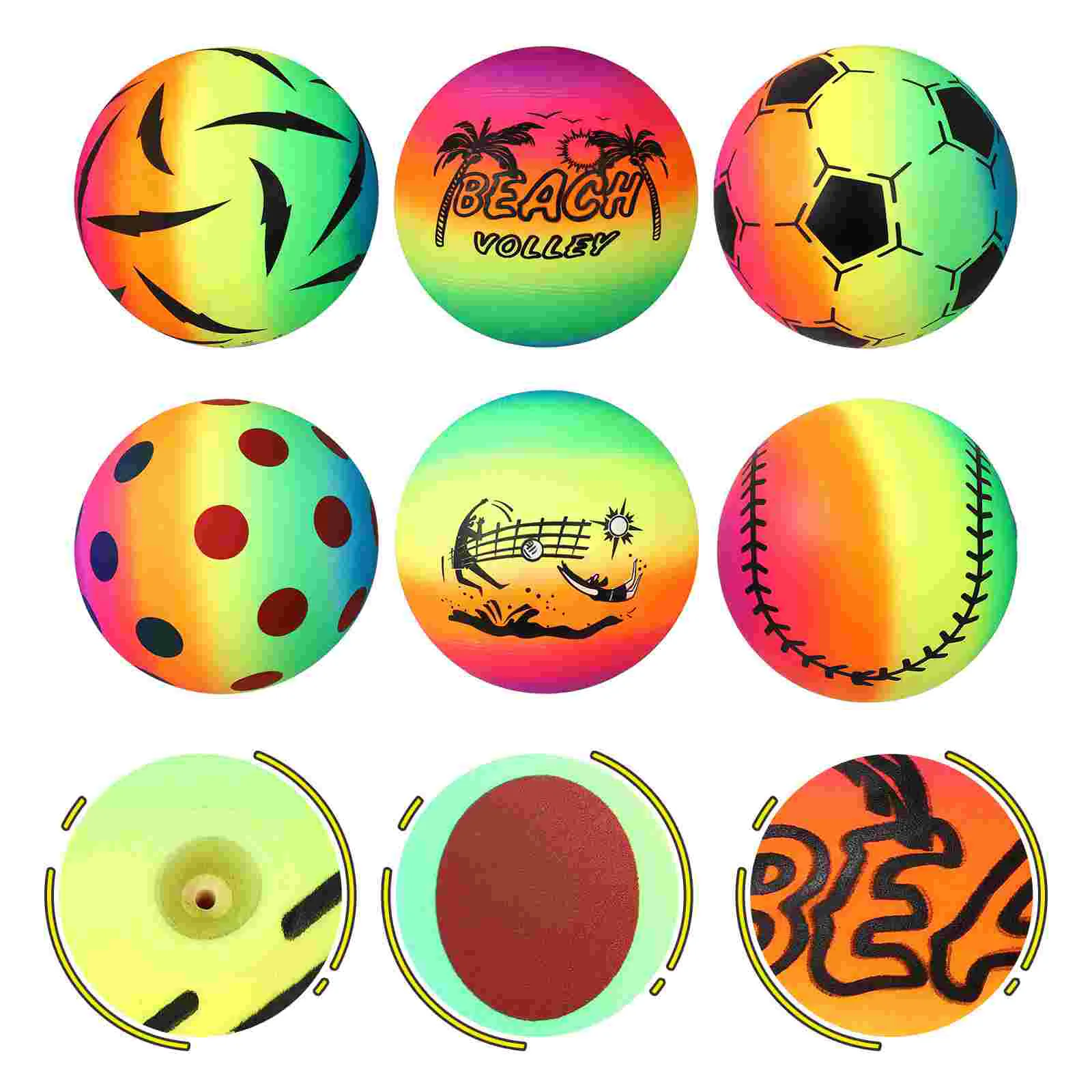 

6pcs Rainbow Balls Inflation Summer Pool Balls Colorful Beach Balls for Kids