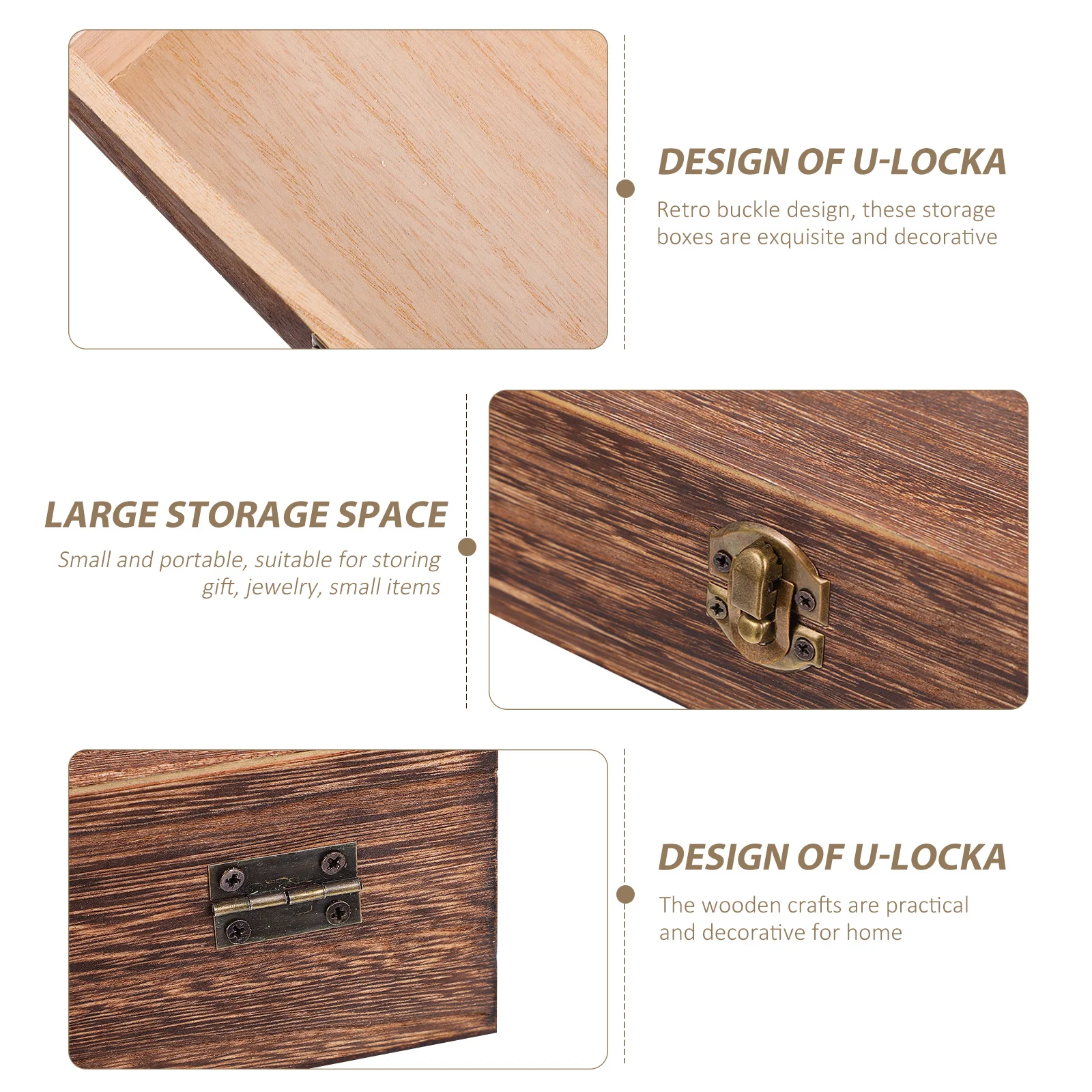 

2Pcs Retro Wooden Storage Chest Vintage Design Natural Grain Keepsakes Organizer Elegant Present for Friends Family