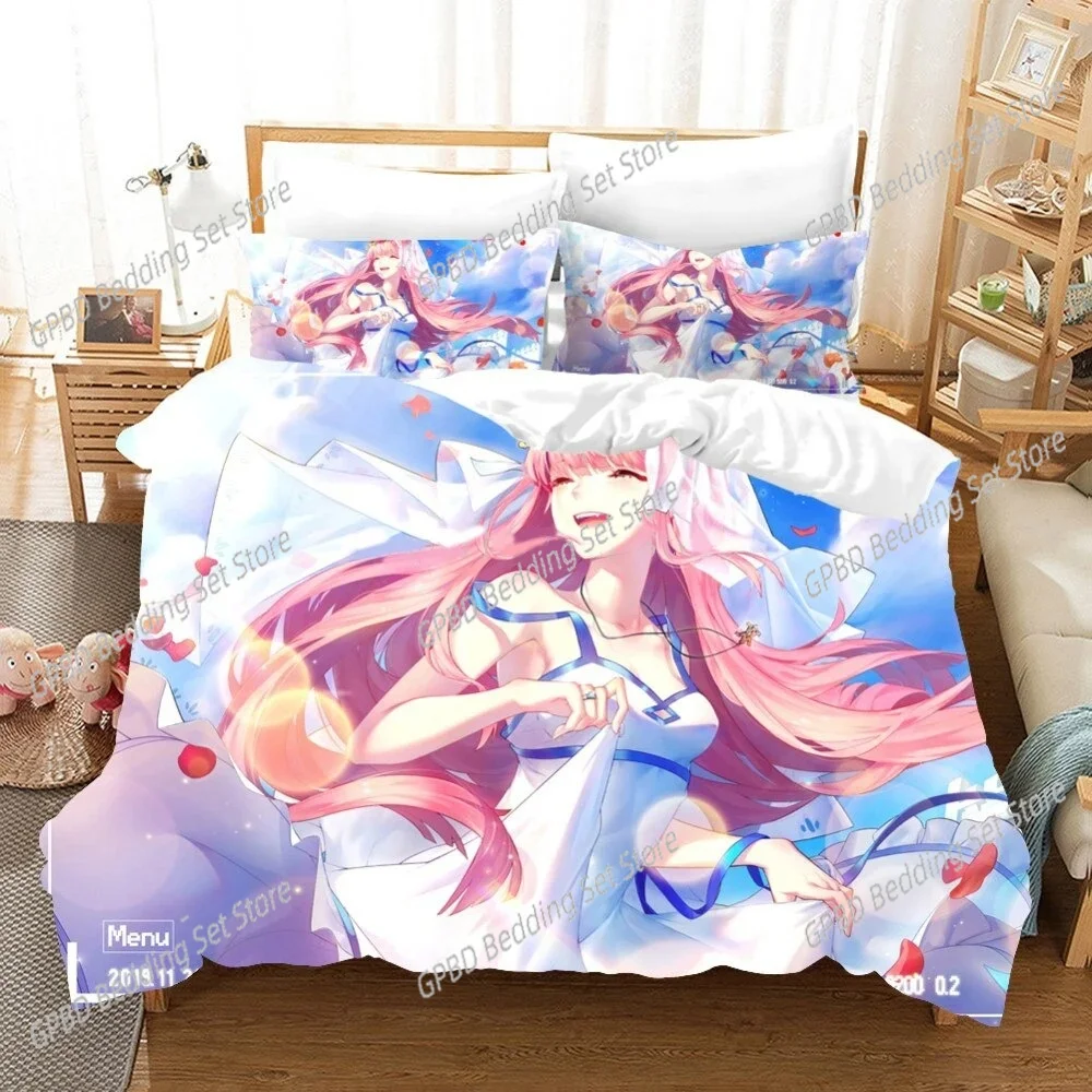 

Anime Darling in the Franxx 02 Zero Two Comfortable Duvet Cover Pillowcase Bedding Set Children Bedroom Decoration Home Textile