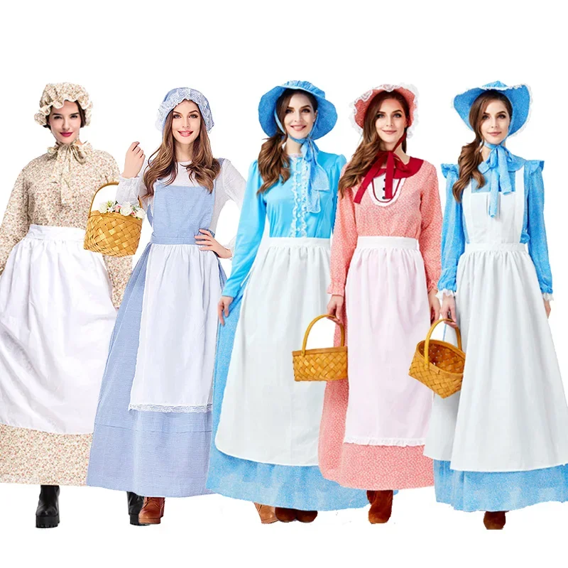 Lady Little House On The Prairie Costume Carnevale Halloween Pioneer Olden Day Laura Cosplay Fancy Party Dress