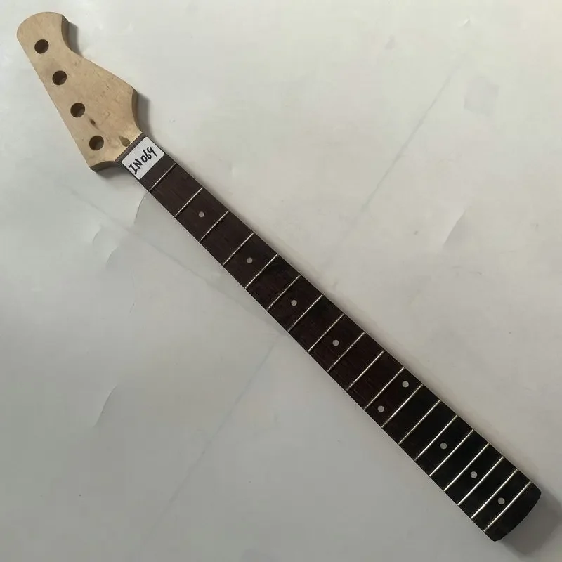 IN069 4 String Mini Electric Bass Neck 19 Frets Maple+Rosewood for DIY Replace Unfinished Right Hand Surface Damage Custom Order