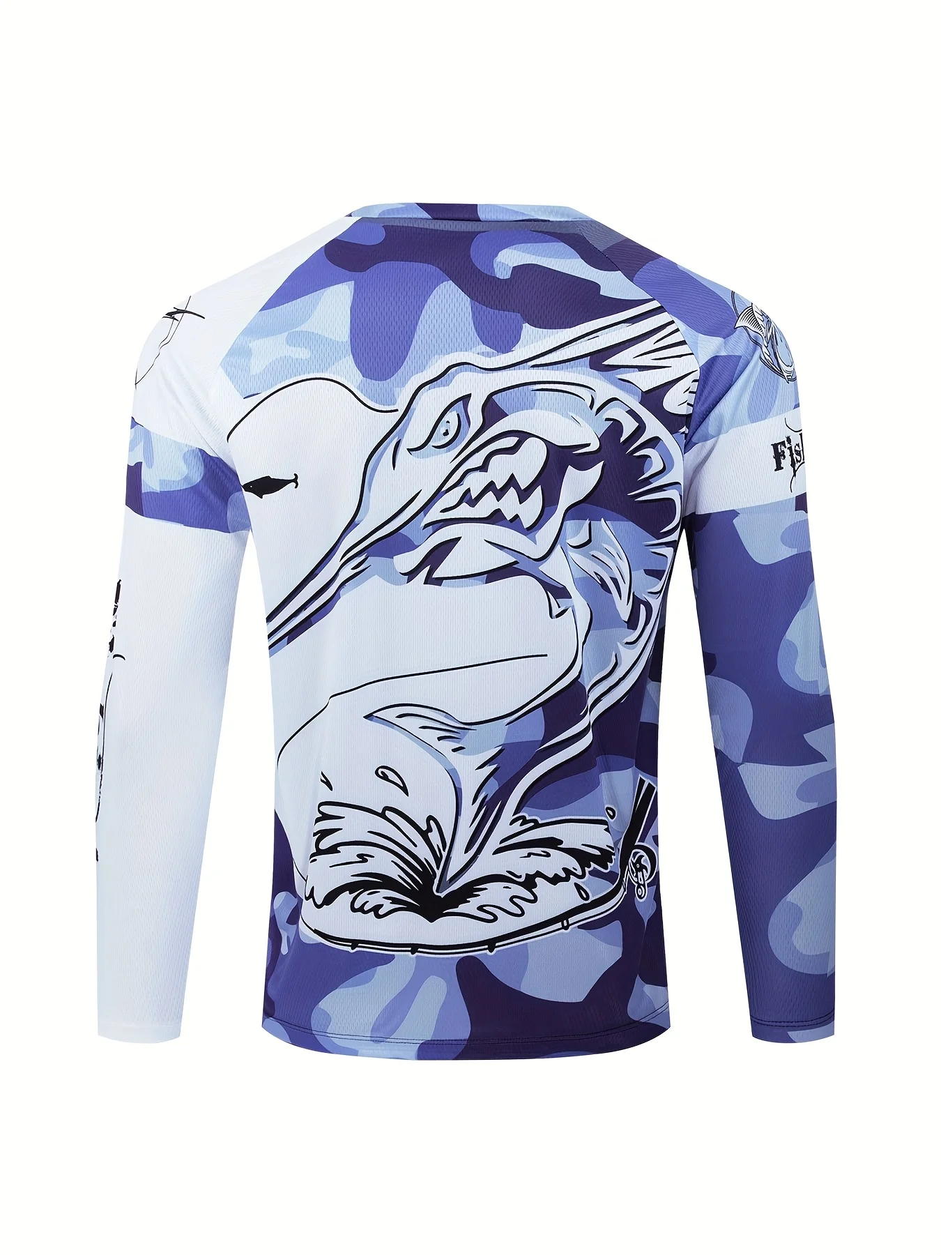 ملابس صيد السمك للرجال مطبوعة على شكل سمكة قميص خارجي قابل للتنفس 100% ألياف بوليستر ممتصة للعرق ملابس واقية من الشمس سريعة الجفاف #1