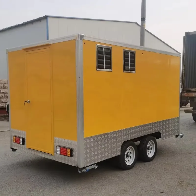 Quiosque de comida móvel profissional, caminhão de comida rápida, caravana, recipiente de transporte, reboque com configuração completa de cozinha para negócios