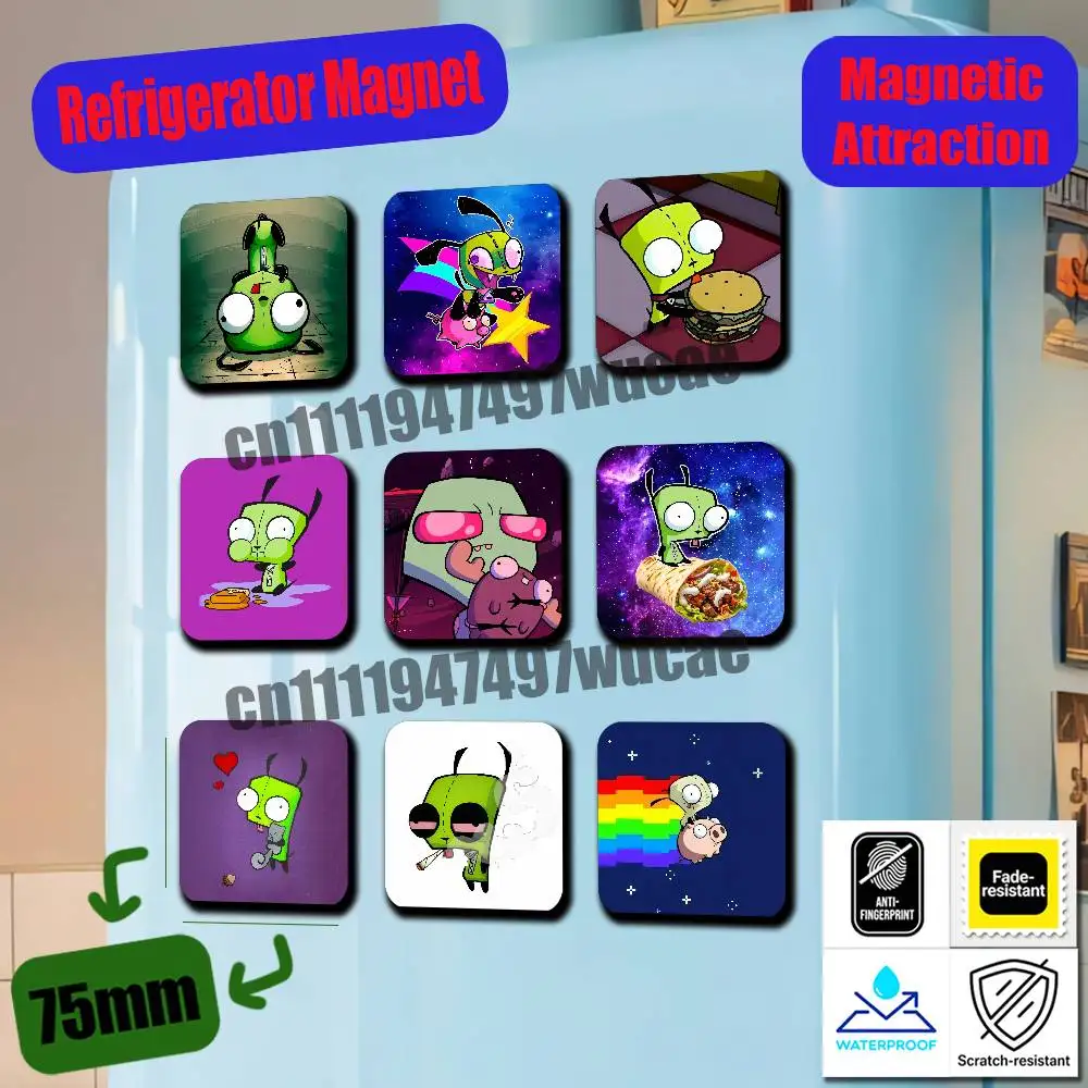 For Carton I-Invader Zim Refrigerator Magnets Metal Cabinet Custom Fridge Freezer Magnetic Cards Cover