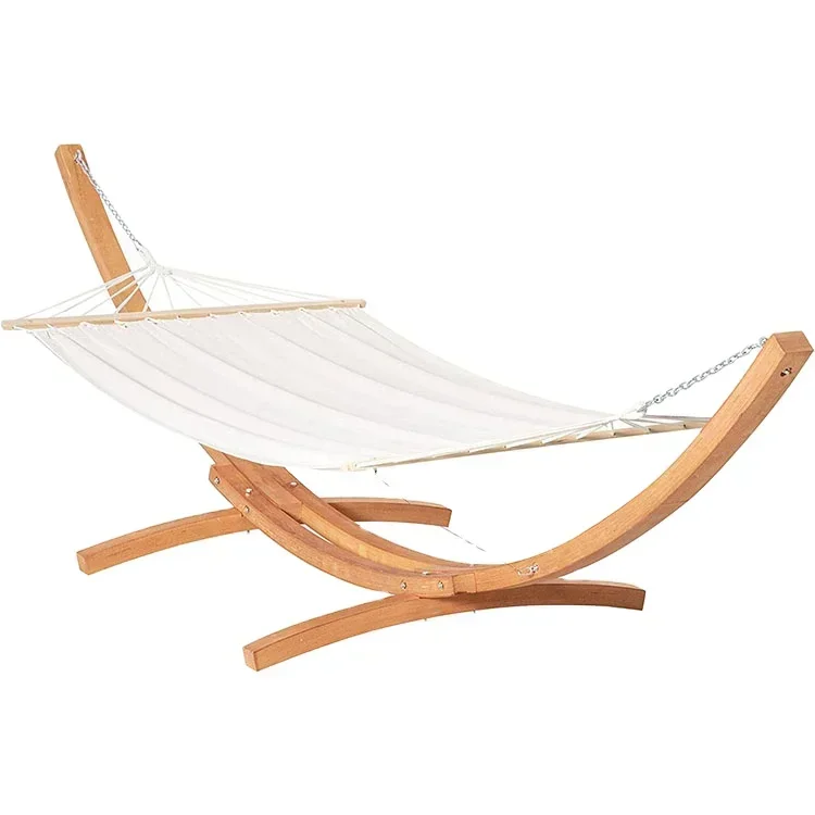 Curved Wood Hammock with Portable Hammock, Indoor & Outdoor for Home Patio Garden Yard Picnic Camp