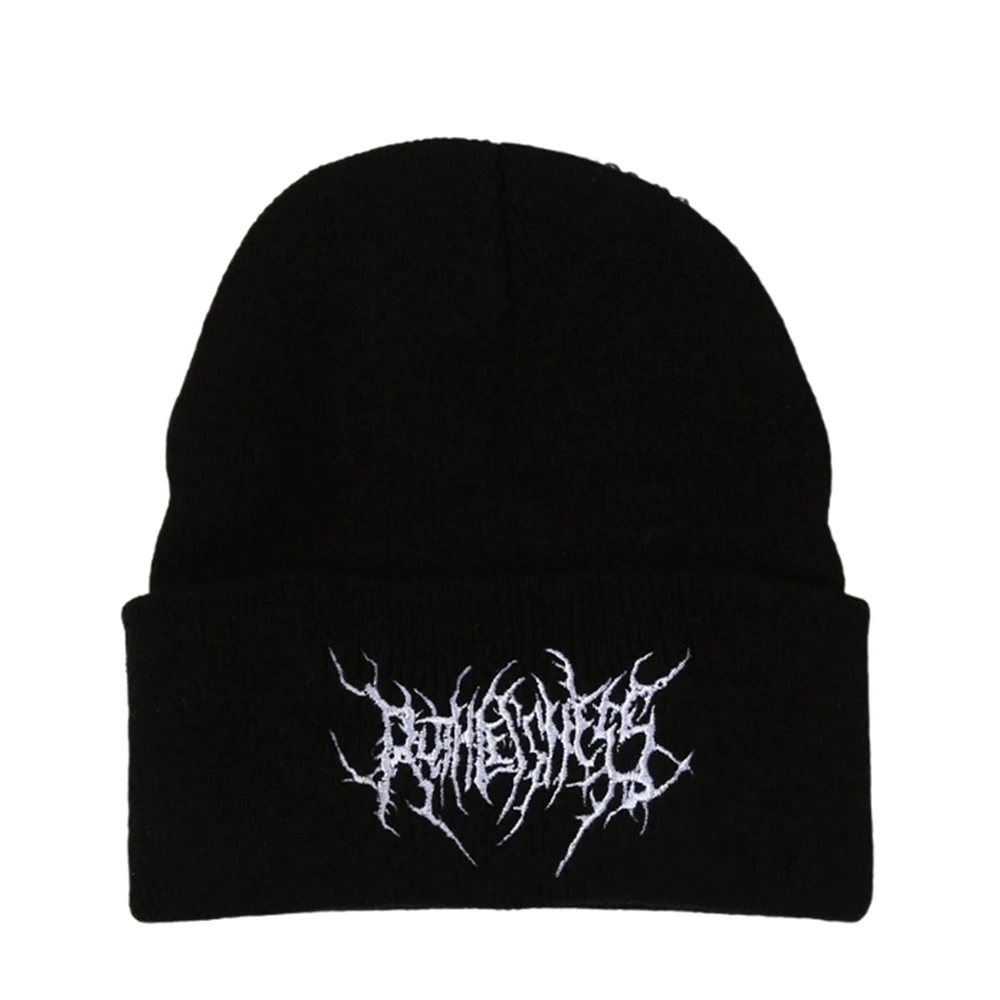 Gorros de punto de moda urbana, gorros cálidos de invierno para mujeres y hombres, estilo gótico acrílico