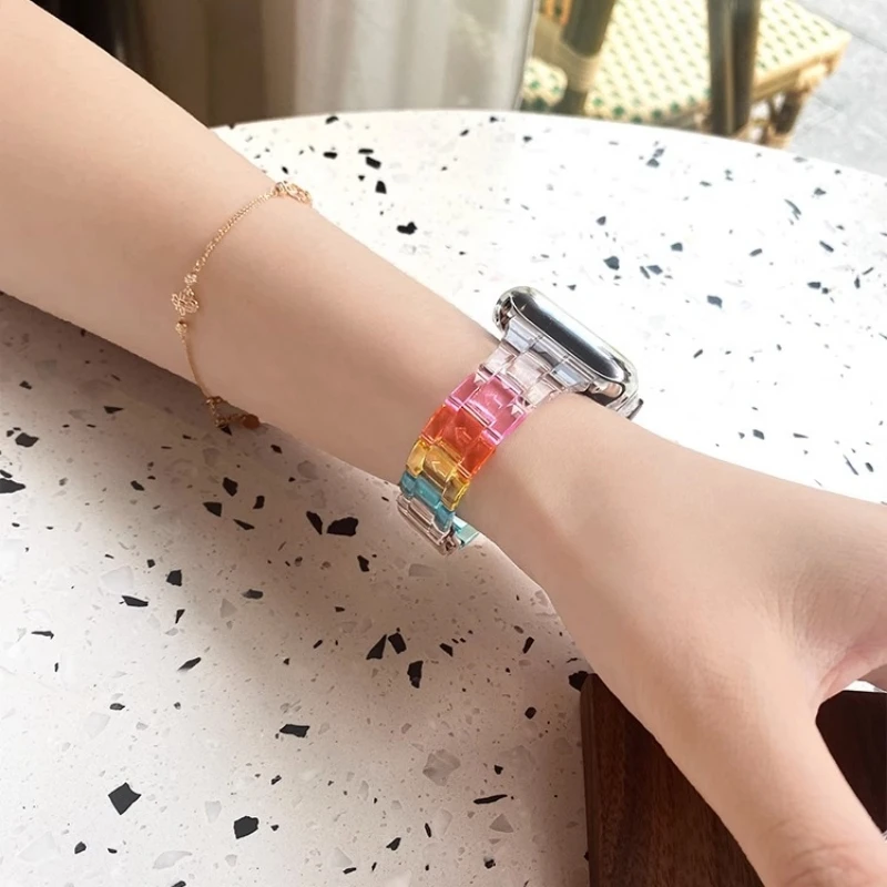 Rainbow Color Slim Strap for Apple Watch Band 8 7 6 5 4 3 SE Ultra 45MM 49MM 42MM 38MM 44MM 40MM Fashion Bracelet on iWatch Loop