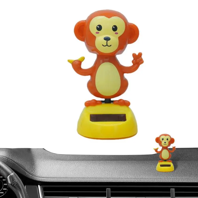 Solar Car Ornament Cartoon Red Monkey Auto Doll Decor Monkey Shape Auto Ornament Accessories For Bedrooms Work Areas Homes And