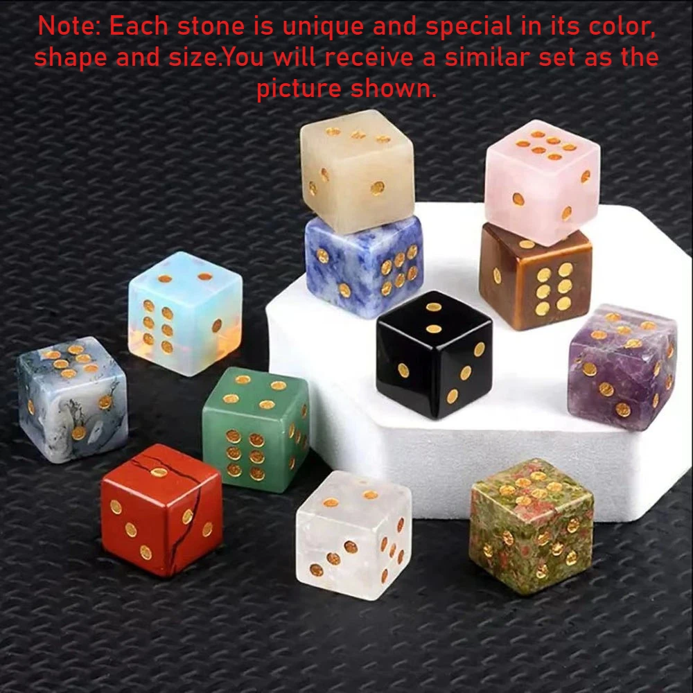 16mm Six Sided Digital Gems Dice Natural Stone Healing Crystal Lapis Quartz D6 Dices for Table Board Games Entertainment Gifts