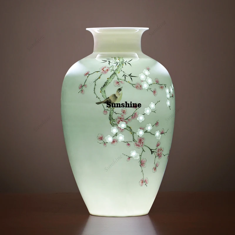 

Vase ceramics underglaze color hand-painted plants high-end retro suitable home livingroom flower arrangement light luxury sense