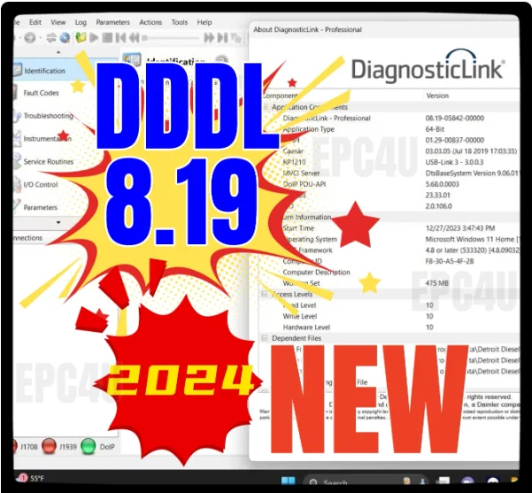 2024 Detroit Diesel Diagnostic Link DDDL 8.20  8.19 SP1 Professional Level 10+Troubleshooting 2023NEW