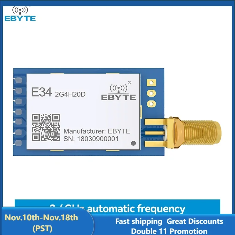 Беспроводной приемопередатчик 2,4G EBYTE E34-2G4H20D 100 мВт SMA-K Антенна IoT DIP Модуль беспроводной связи дальнего действия