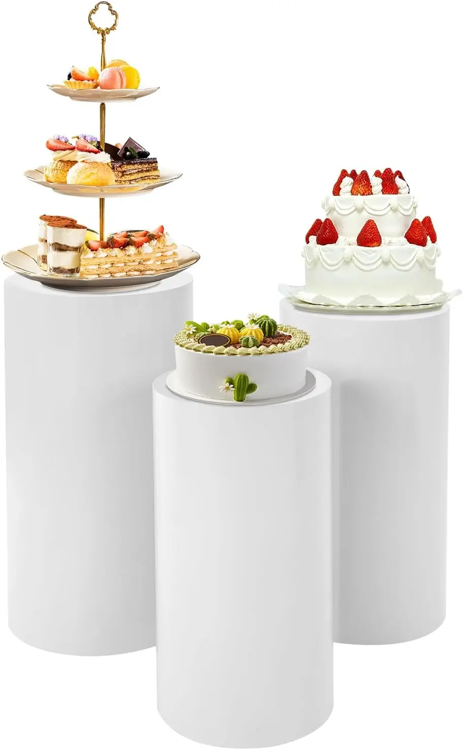 

3 шт. белые круглые подставки на пьедестале для декора вечеринки, свадьбы, дня рождения, детского душа, торта, дисплей для стола