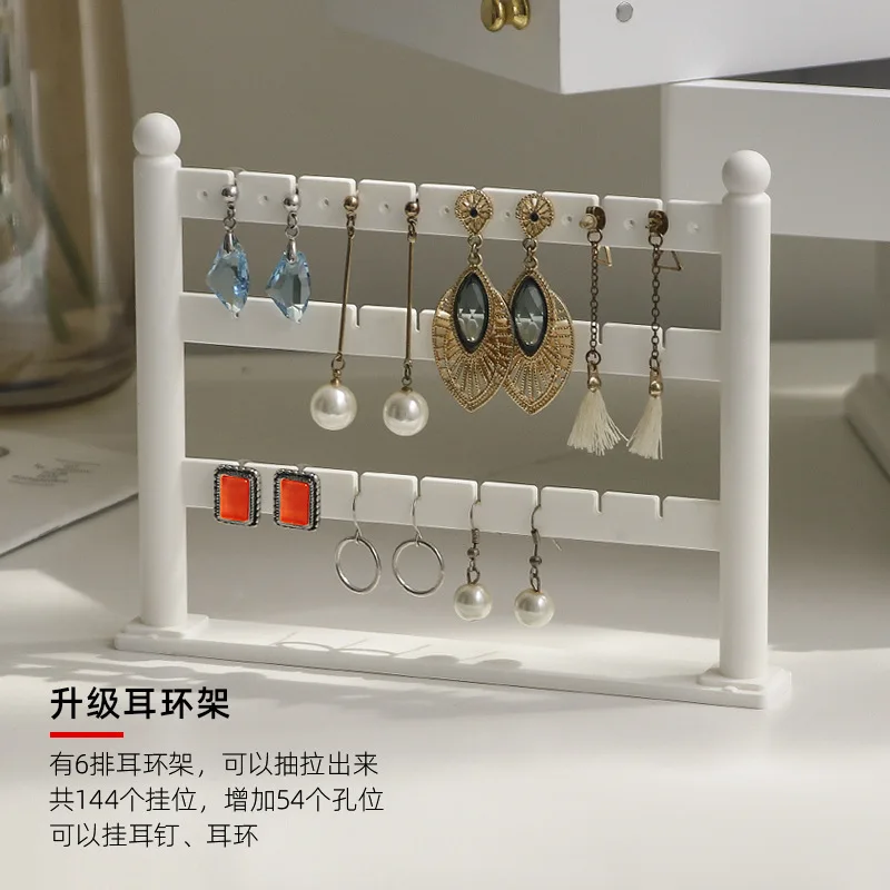 Large-capacity multi-functional solid wood, dust-proof jewelry storage box creativity, multi-layer earring jewelry box