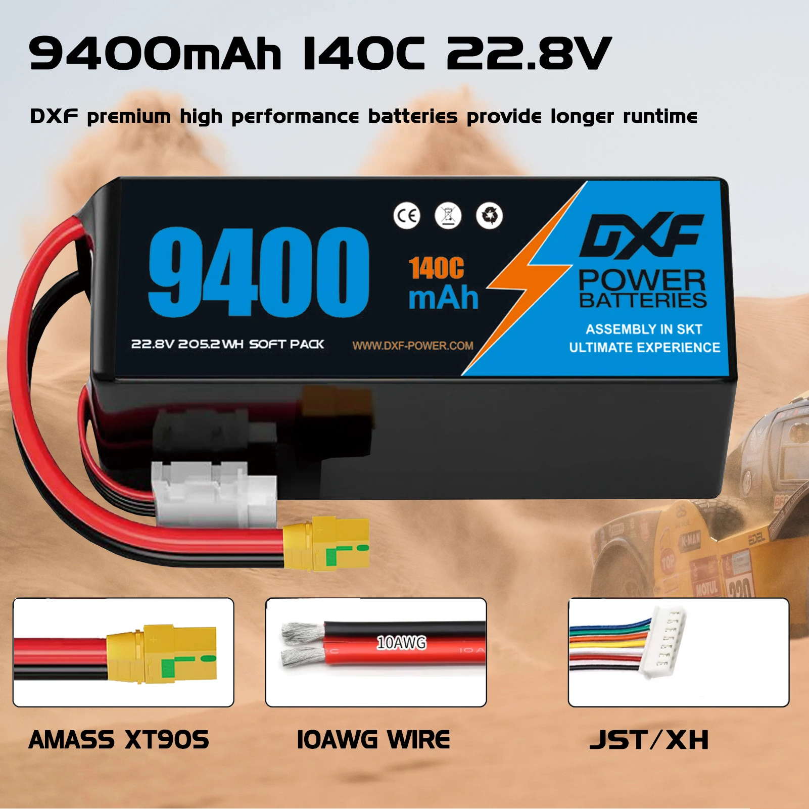 DXF Lipo 6S Battery 22.8V 140C with XT60 EC5 TRX T/DEANS XT90 XT150 Plug For 1/8 Buggy RC Car Boat Airplane