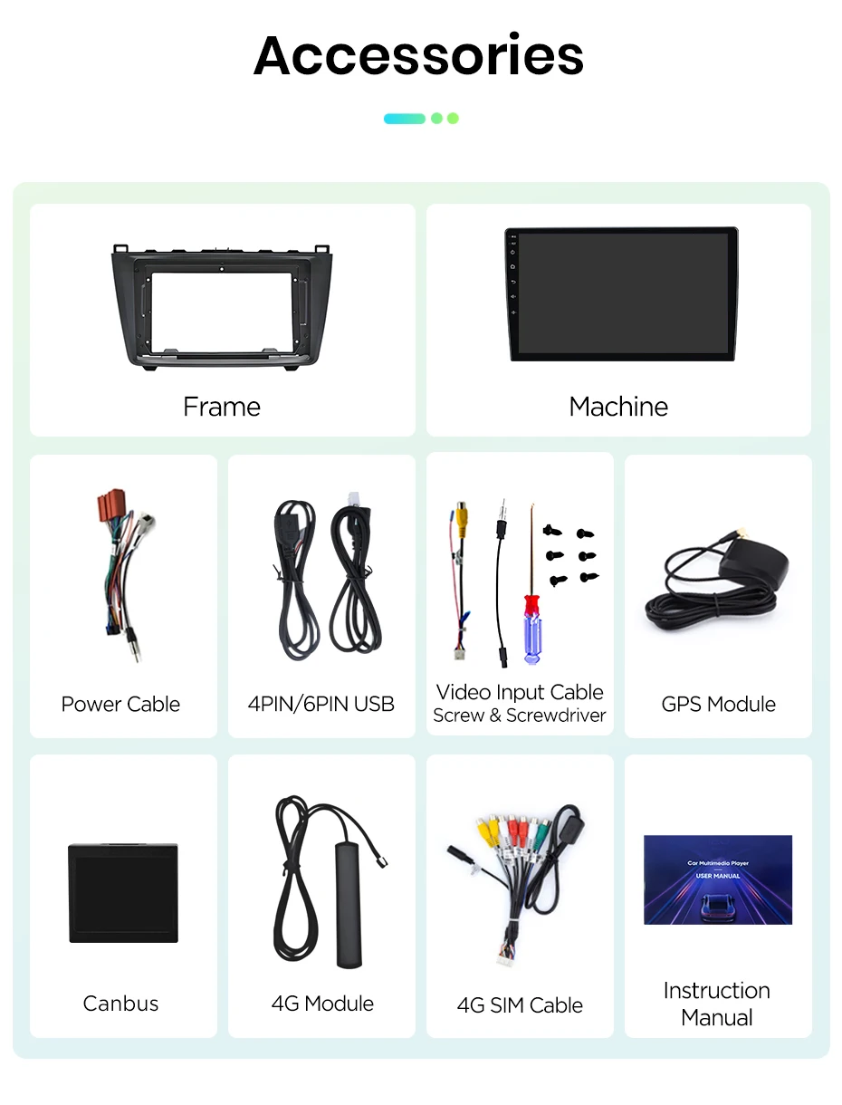 Android Autoradio für Mazda 6 Rui GH 2008-2015 2 DIN Multimedia, GPS-Navigation, SWC, Bluetooth, FM, RDS, DSP