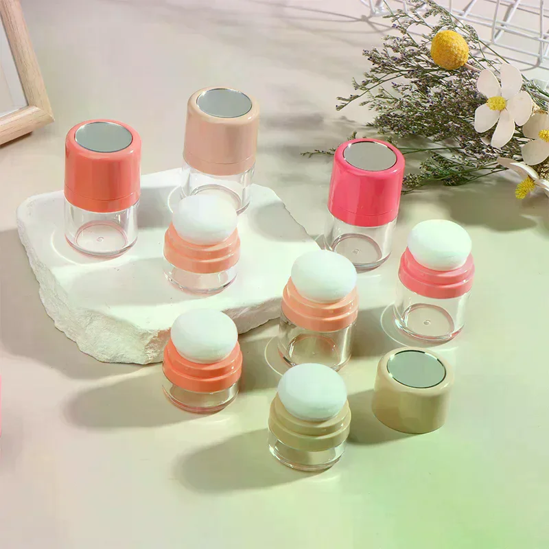 Mini Leere Nachfüllbare Puderdose mit Puderquaste DIY Kosmetik-Puderbehälter Rouge-Finish-Puder-Behälter