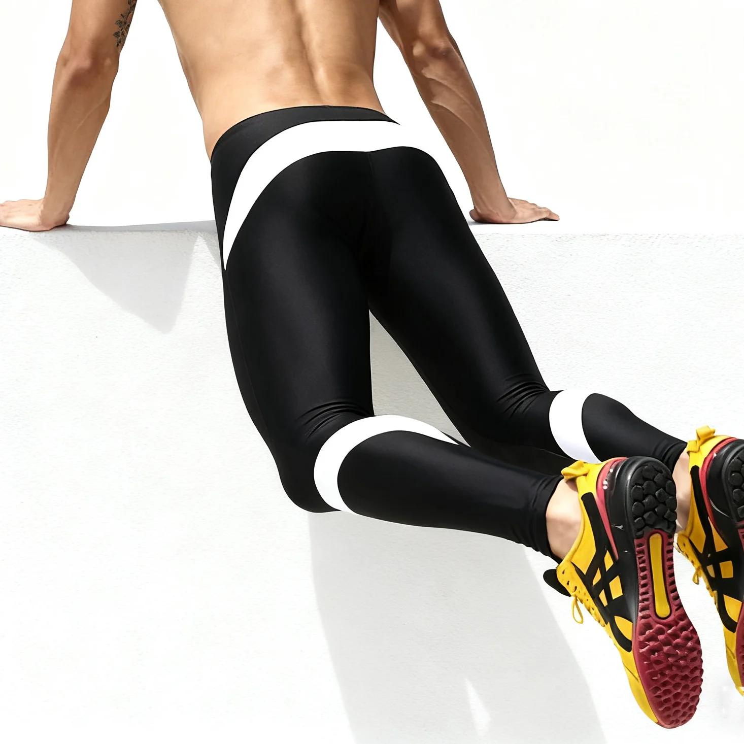 

Men's High Elastic Compression Pants Gym Fitness Legging for Workout Running Yoga Sports Sweat-wicking Quick Dry