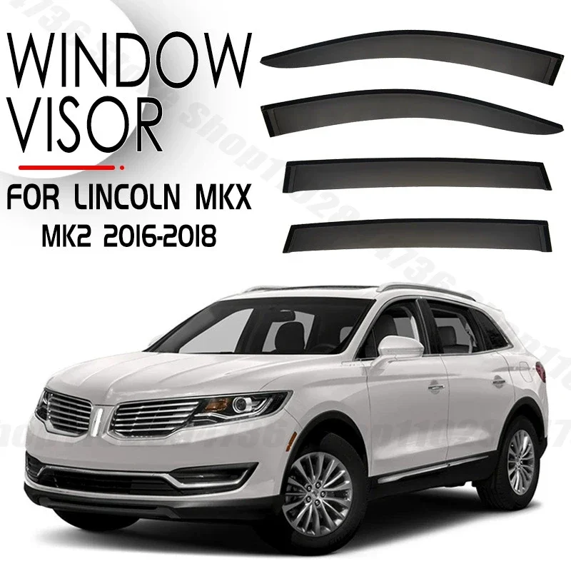 Window Visors for LINCOLN MKX MK2 4pcs Side Window Rain Guard Wind Deflector Weathershield Vent Visor for Car Windows