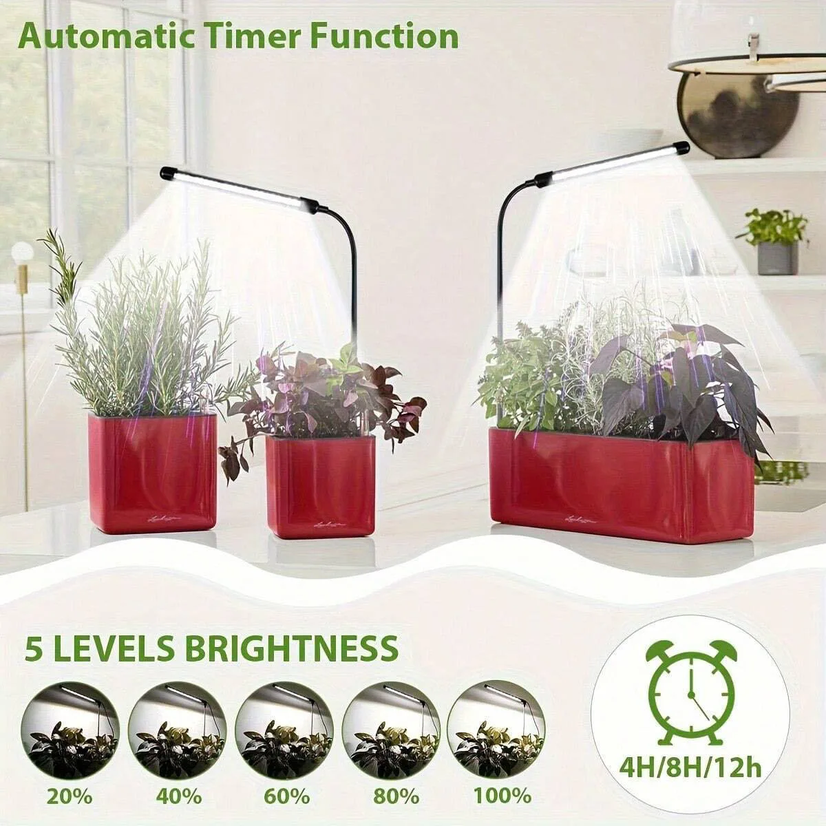 1/2pcs of Single Tube Floor-mounted Plant Lights with 4/8/12H Timer Memory Function and Flexible Rotation Capability