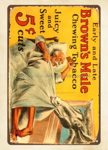 art prints online BROWN'S MULE CHEWING TOBACCO metal tin sign