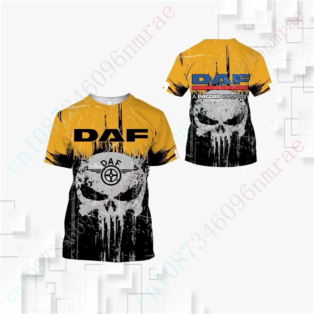 Camiseta DAF extragrande para homens e mulheres, casual, anime, harajuku, respirável, manga curta, roupas unissex, logotipo personalizado