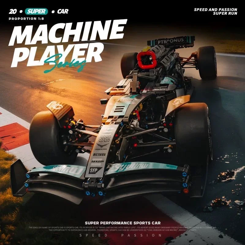 2025 New Technology 1:8 Scale Formula One Racing Car Building Blocks Kit FI Model Toys for Boys Adults Festival Gift Collectible