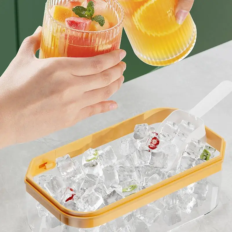 Ice Trays for Freezer Portable Easy Release Ice Cube Holder Square Mold with Bins Freezer Trays with Lids Ice Cube Maker Ice